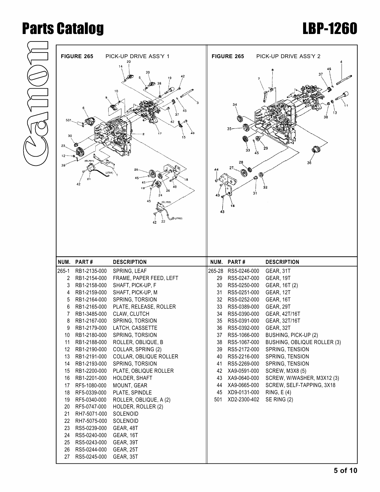 Canon imageCLASS LBP-1260 Parts Catalog Manual-5